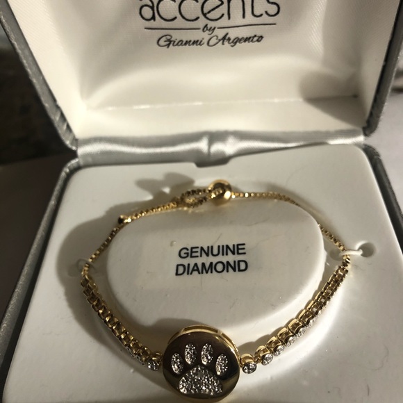 New Diamond Accent Animal Paw Adjustable Bracelet - Picture 3 of 4